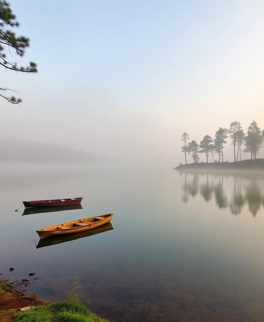 Kodaikanal lake in the mist