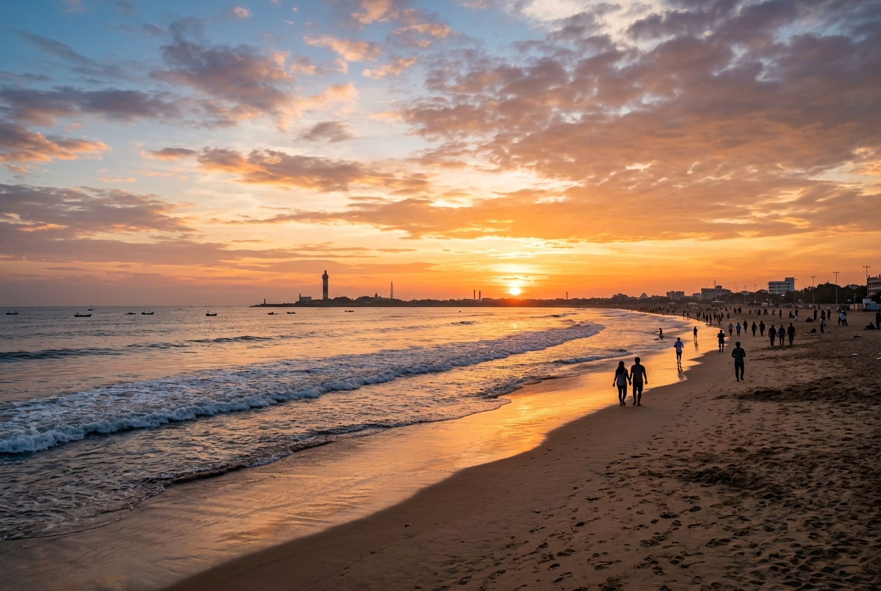 Marina Beach Chennai at sunrise