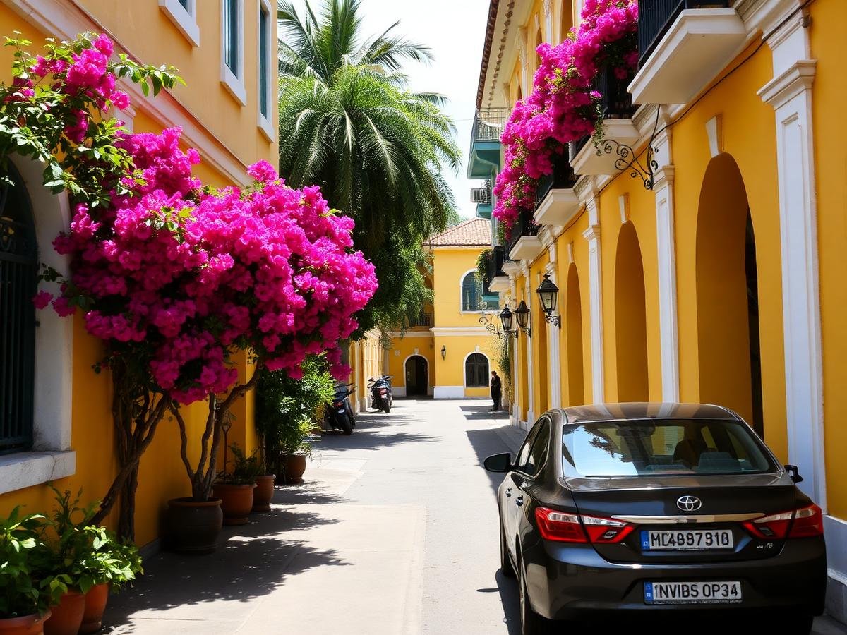 French quarter street in Pondicherry